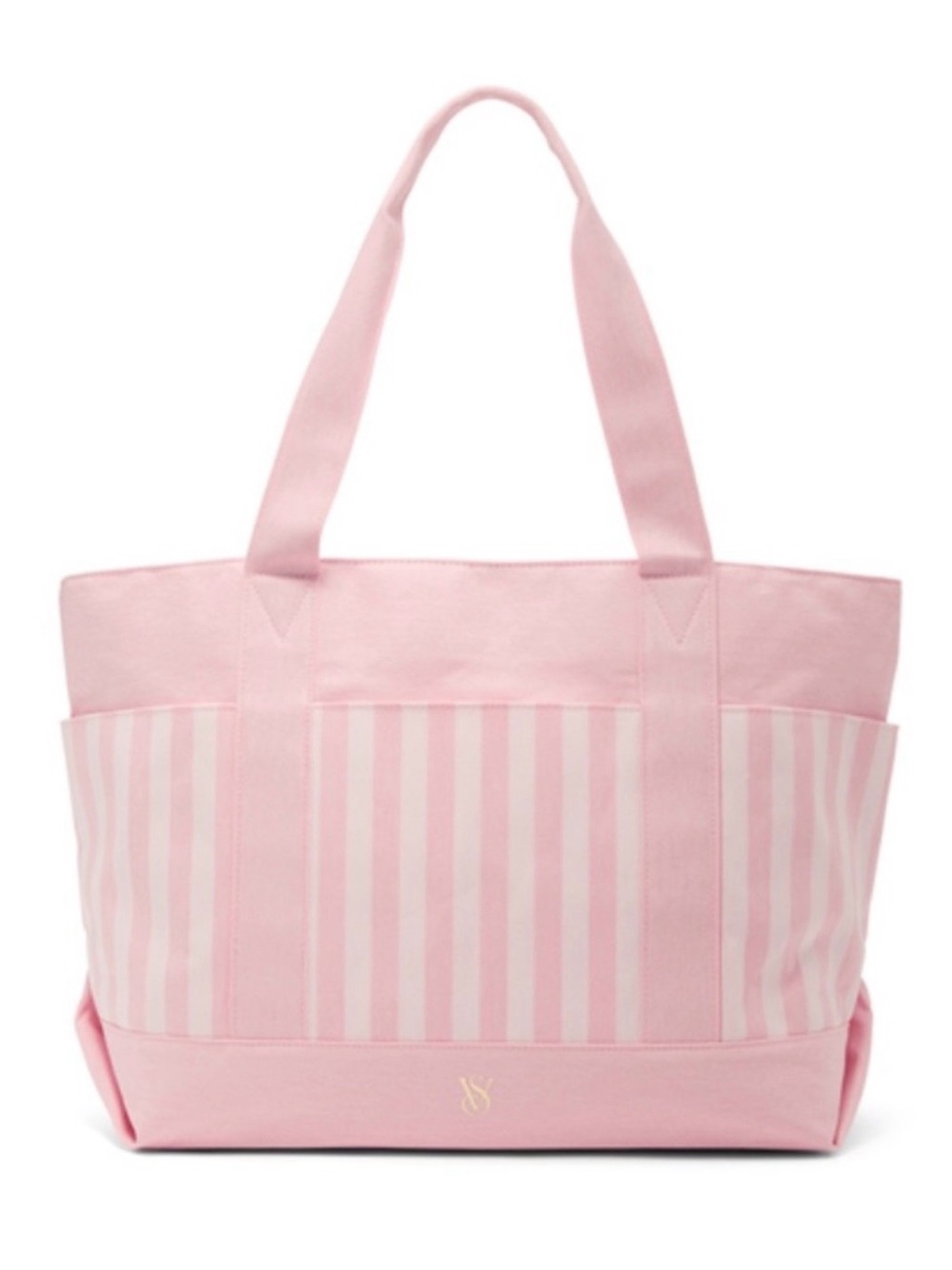 NWT Victoria’s Secret Pink White Stripe Large Tote Bag Pockets